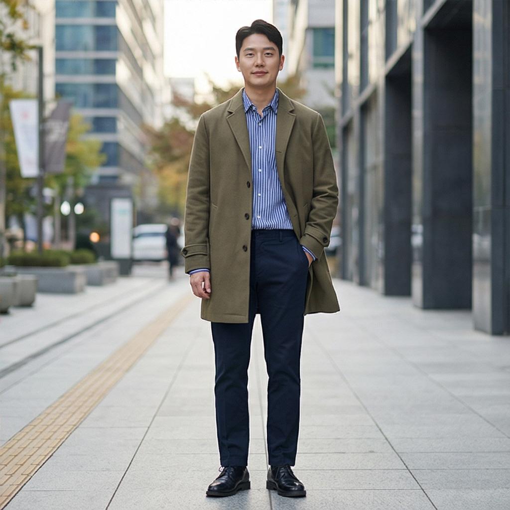 스트라이프 셔츠 & 치노 팬츠: 스마트한 비즈니스 캐주얼