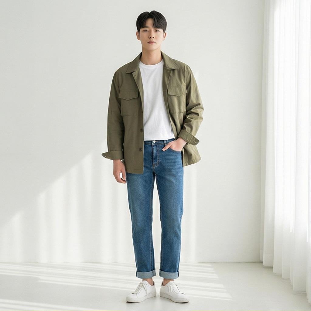 흰색 반팔 티셔츠와 청바지: 편안한 데일리룩