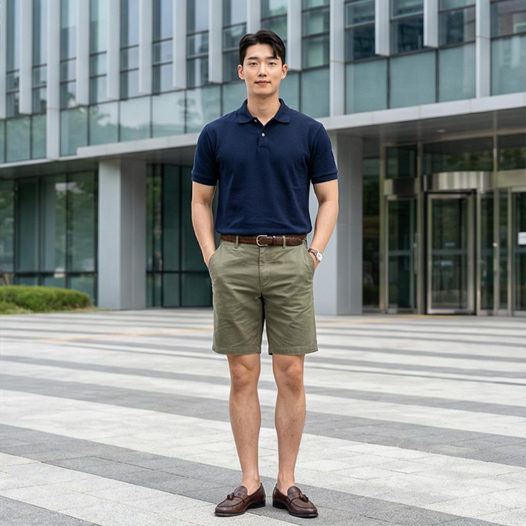 네이비 피케 셔츠: 단정함을 더한 여름 비즈니스 캐주얼룩