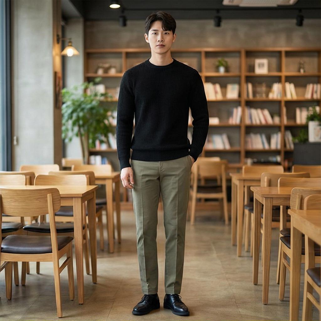 검정색 니트: 차분한 데일리룩