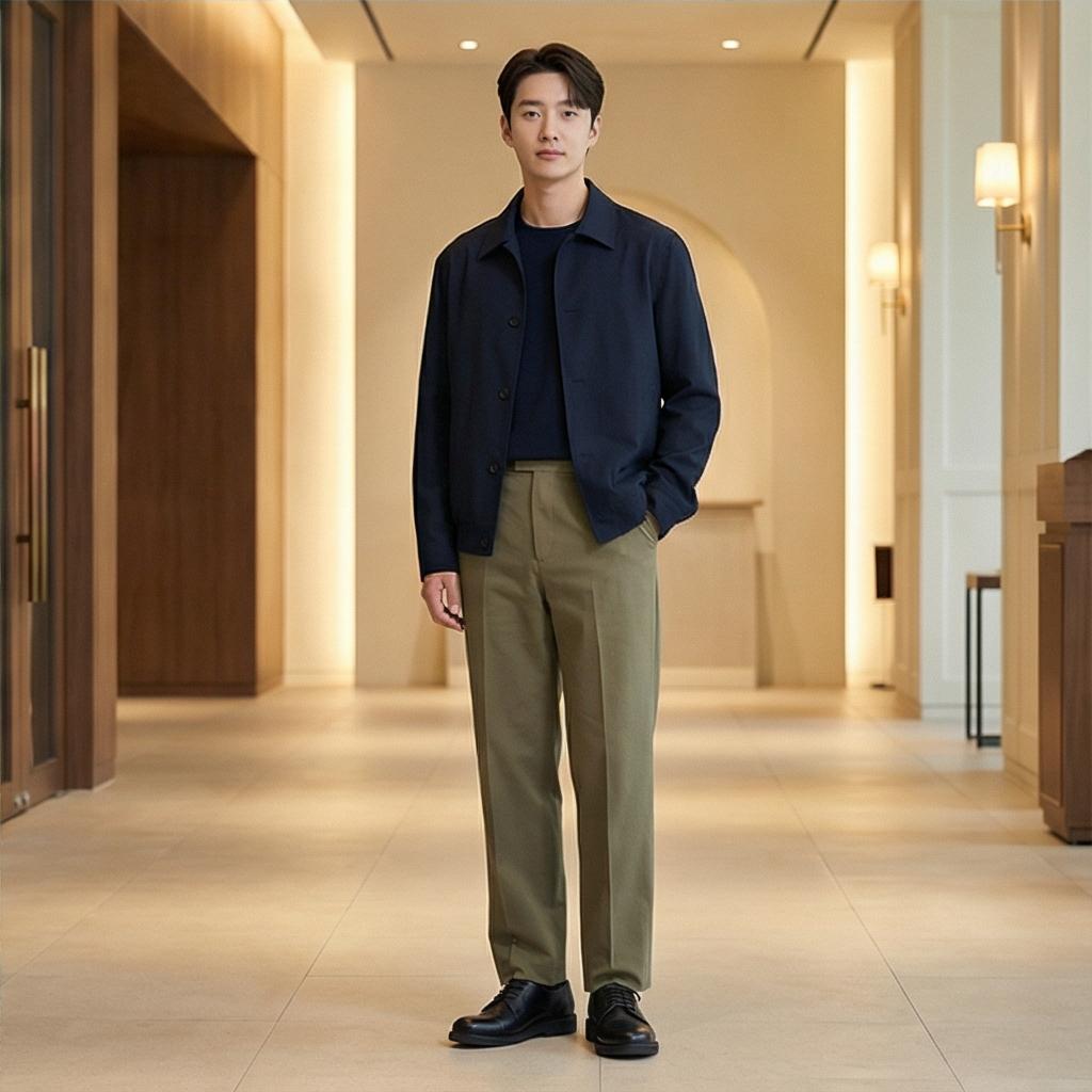 네이비 자켓: 격식 있는 하객룩 스타일