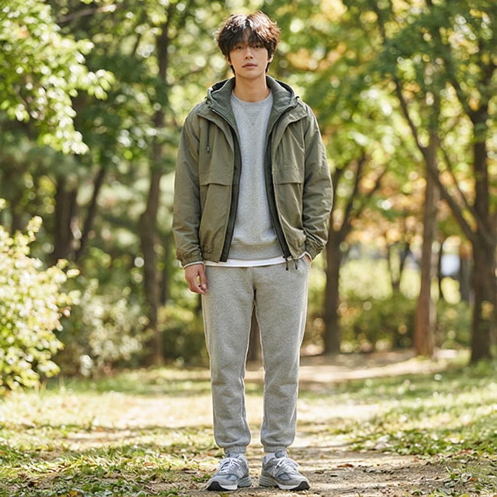 회색 조거 팬츠: 편안한 주말 나들이 룩