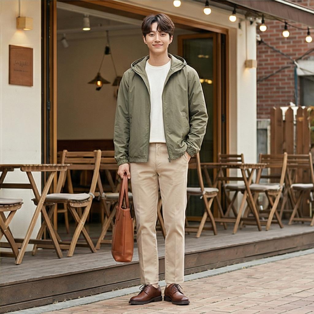 베이지 면바지: 부드러운 인상의 데이트 스타일