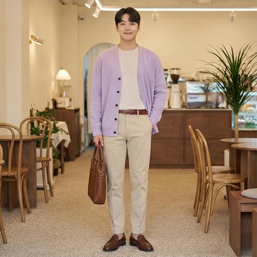 베이지색 면바지: 부드러운 인상의 데이트 스타일