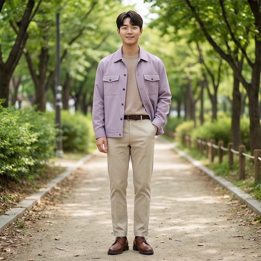 베이지색 면바지: 부드러운 인상의 데이트 룩