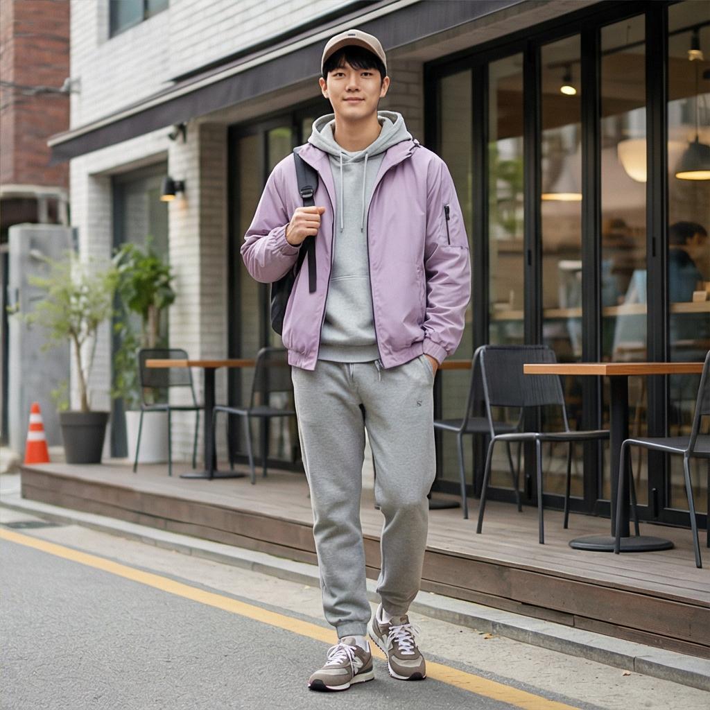 회색 조거 팬츠: 자연스러운 원마일 웨어 스타일