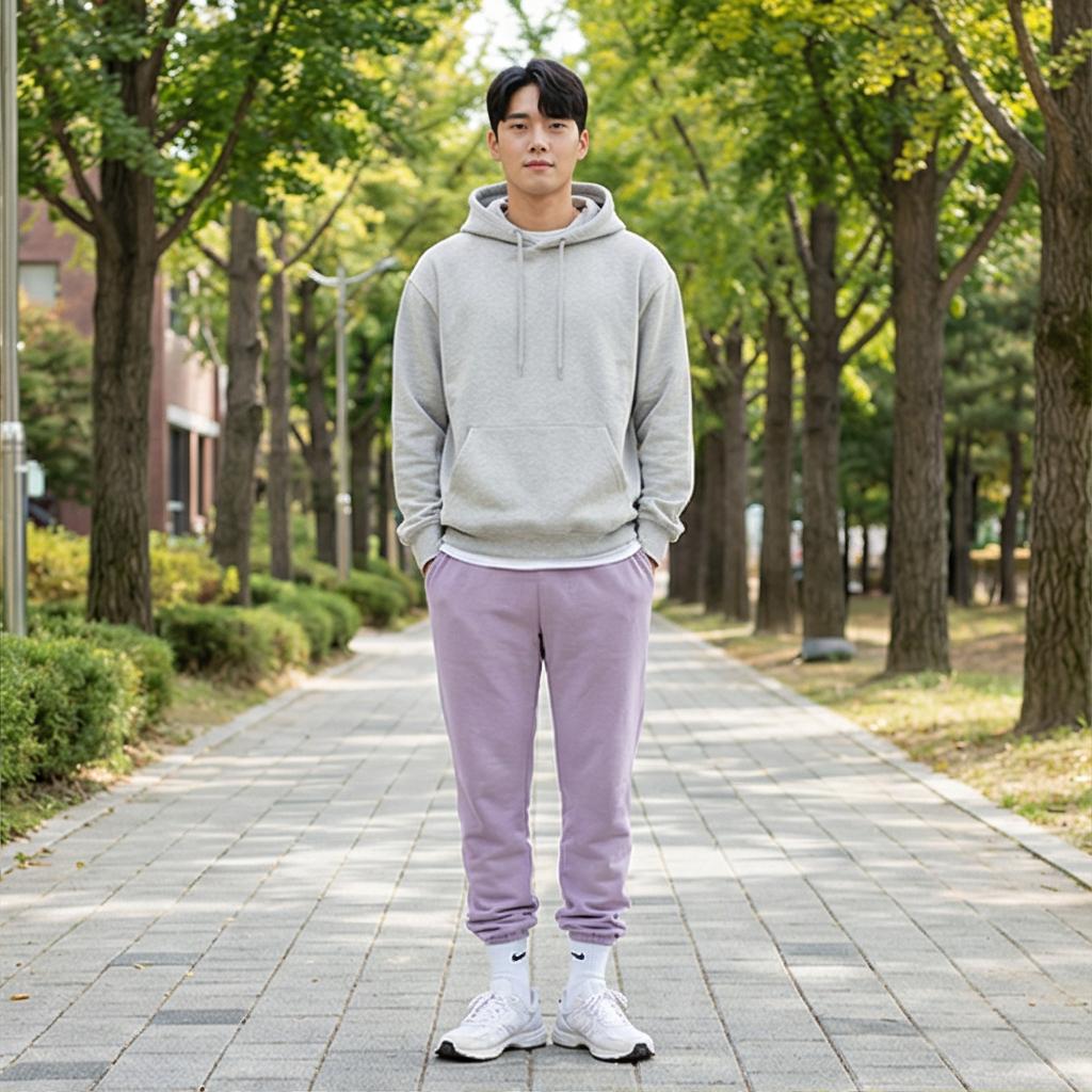 그레이 후드티: 편안한 캠퍼스룩