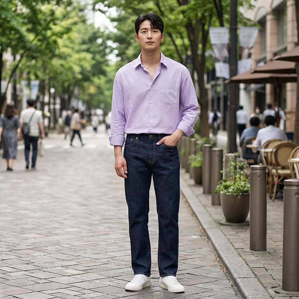 진청 데님 팬츠: 활동적인 캐주얼 룩