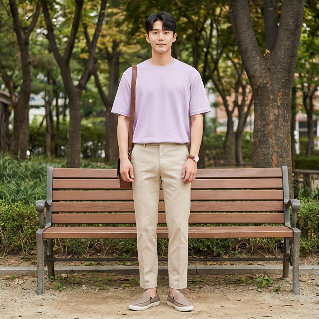 베이지색 치노 팬츠: 부드러운 남친 룩
