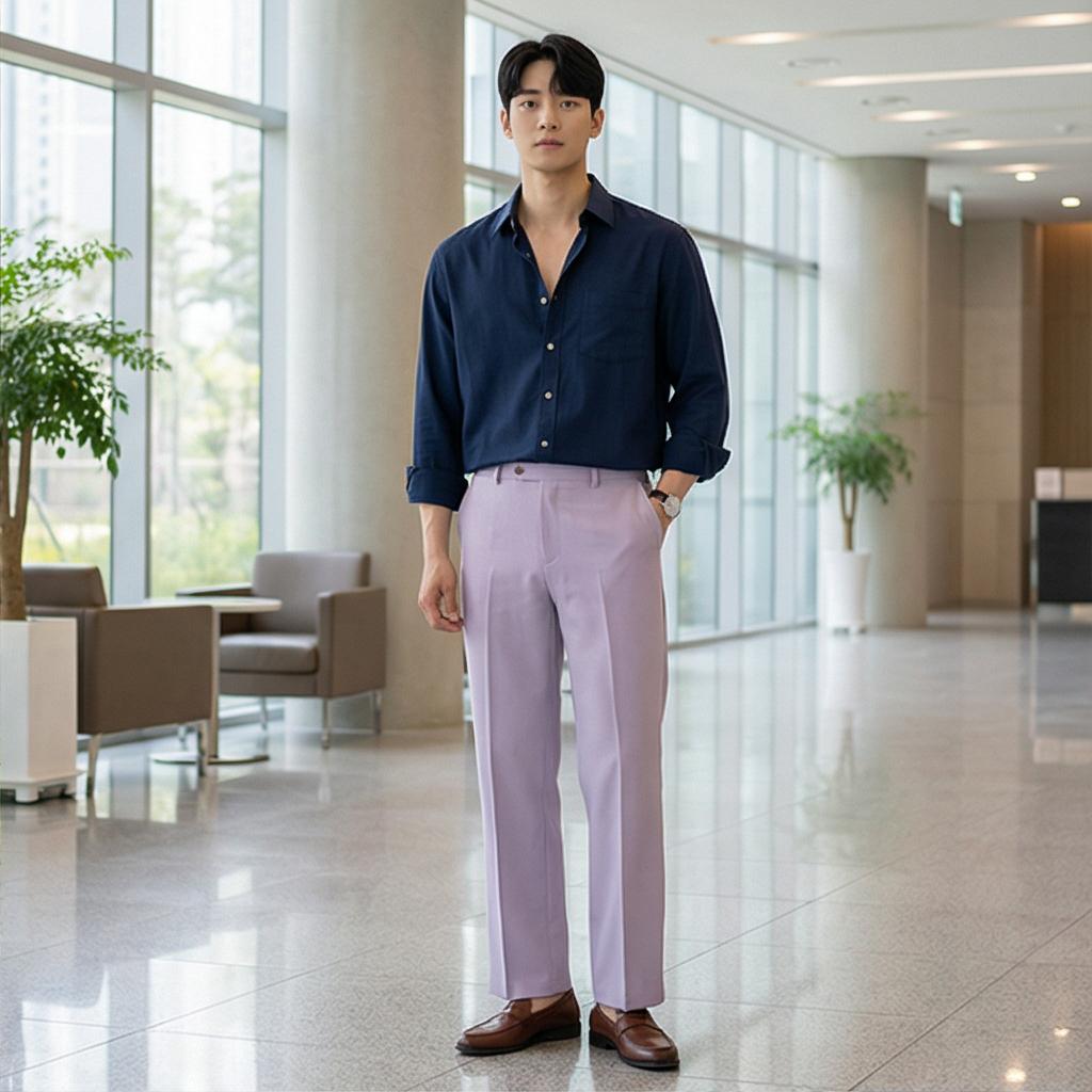 네이비 셔츠: 단정한 비즈니스 캐주얼룩