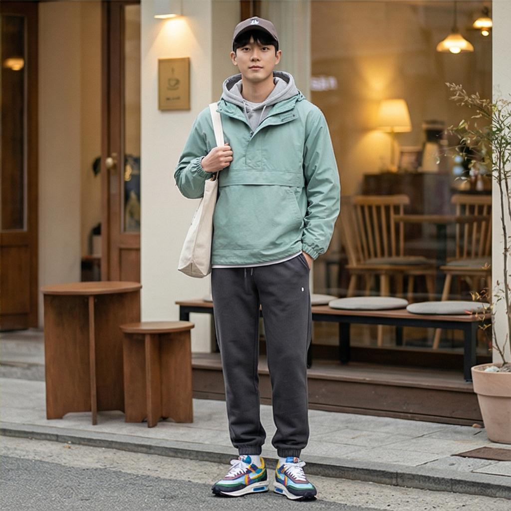 회색 조거 팬츠: 집 앞 마실도 멋스러운 꾸안꾸 스타일