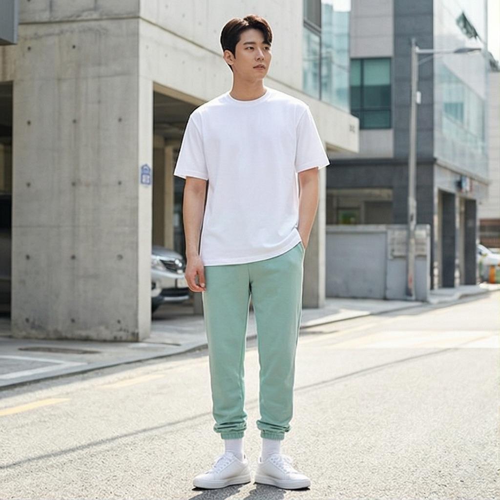 흰색 무지 반팔티: 깔끔한 데일리 룩