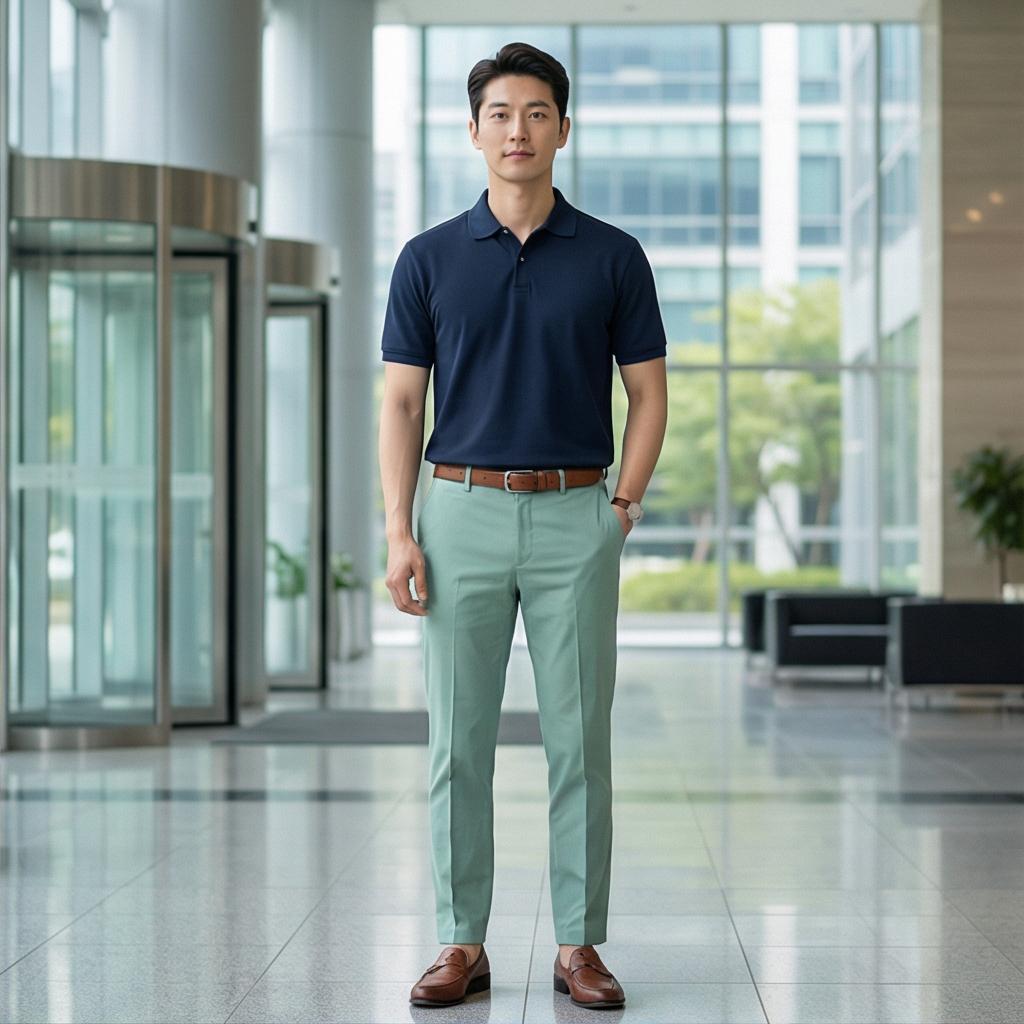 네이비 카라 티셔츠: 단정함이 돋보이는 비즈니스 캐주얼