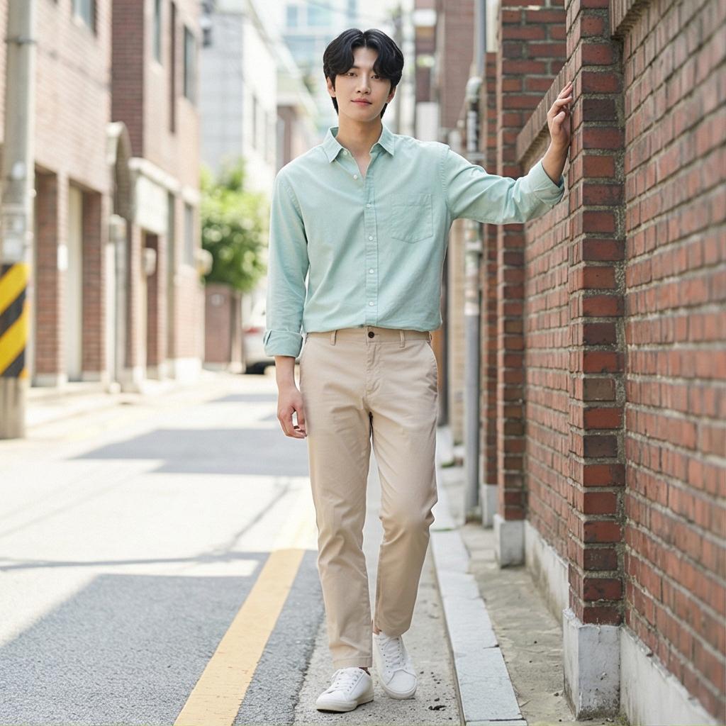 베이지 면바지: 부드러운 데일리 스타일
