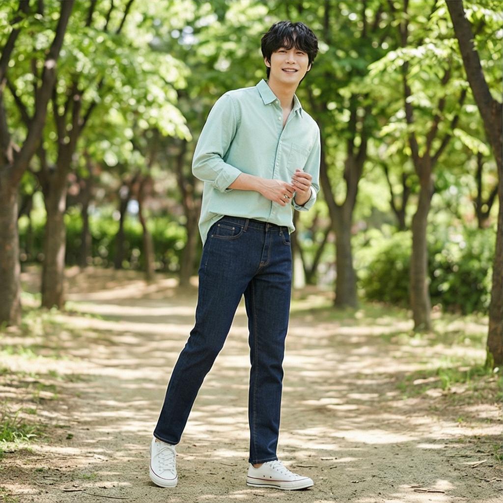진청 데님 팬츠: 캐주얼한 위켄드 룩
