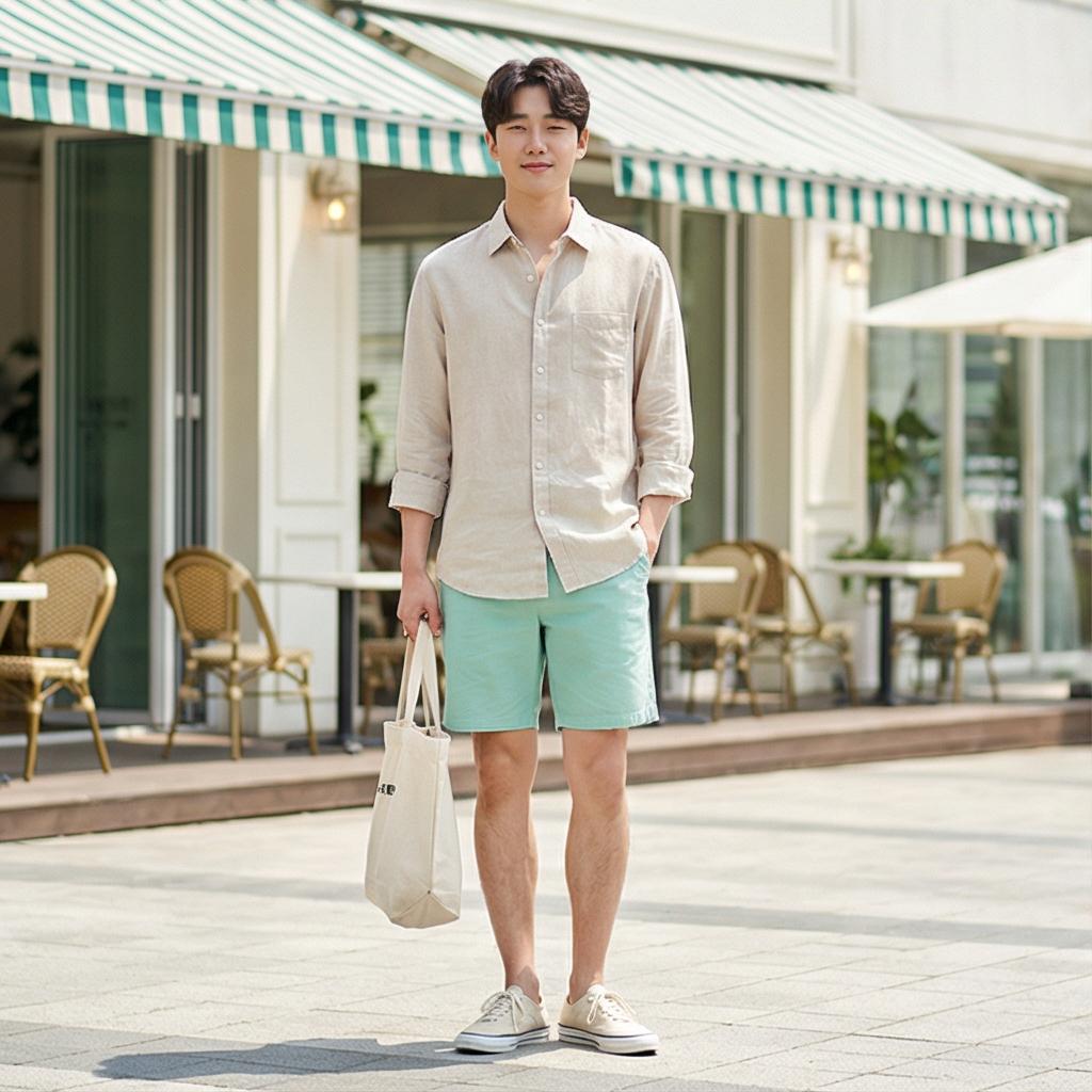 베이지 리넨 셔츠: 편안한 나들이 스타일