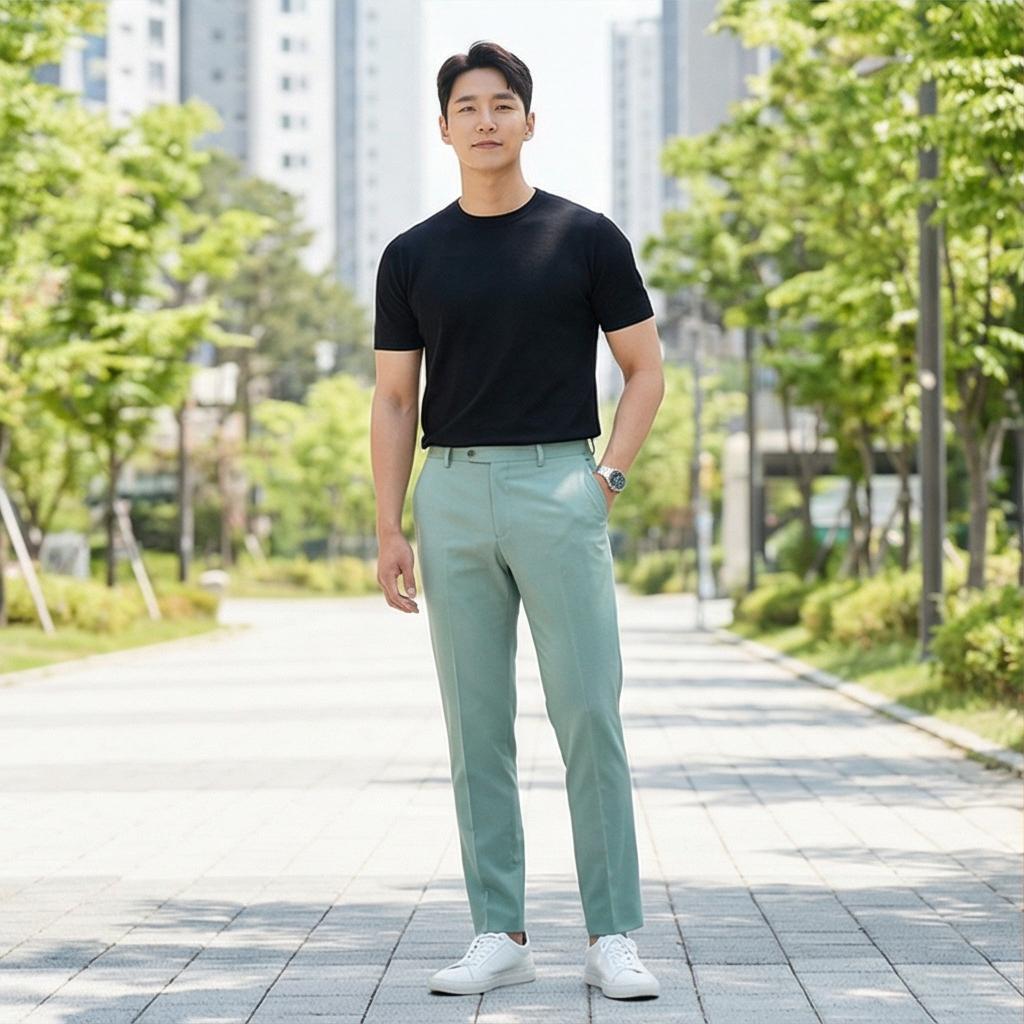 검정색 반팔 티셔츠: 편안한 주말 나들이 룩