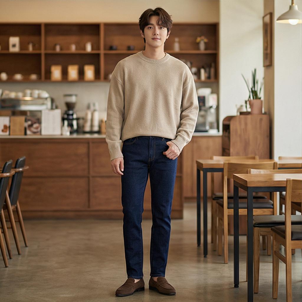 베이지 니트: 부드러운 인상의 데이트룩