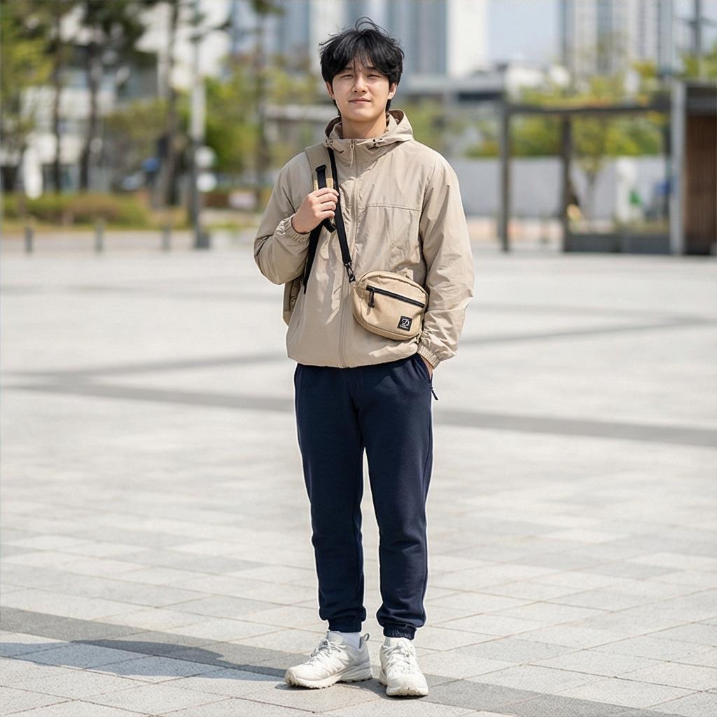 베이지 바람막이: 화사한 아웃도어 스타일