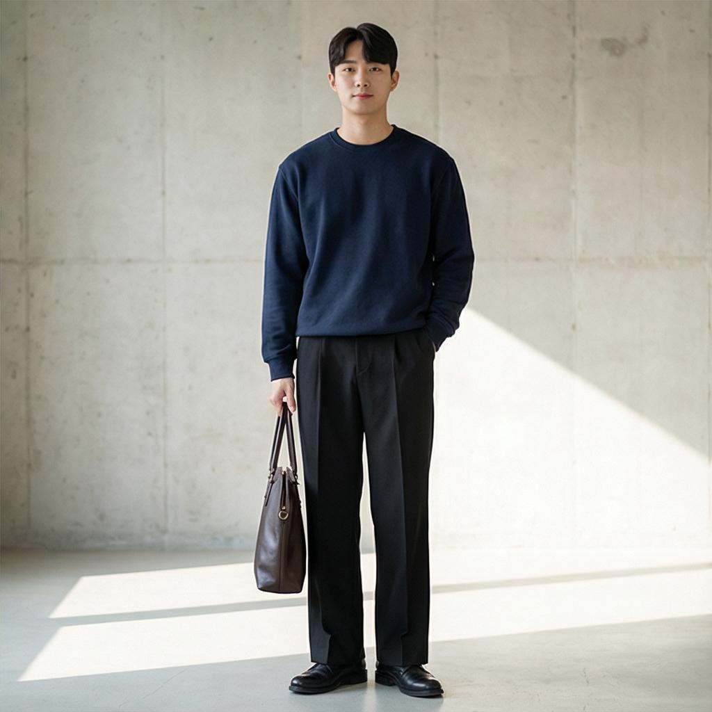 블랙 와이드 슬랙스: 차분하고 모던한 데이트 룩