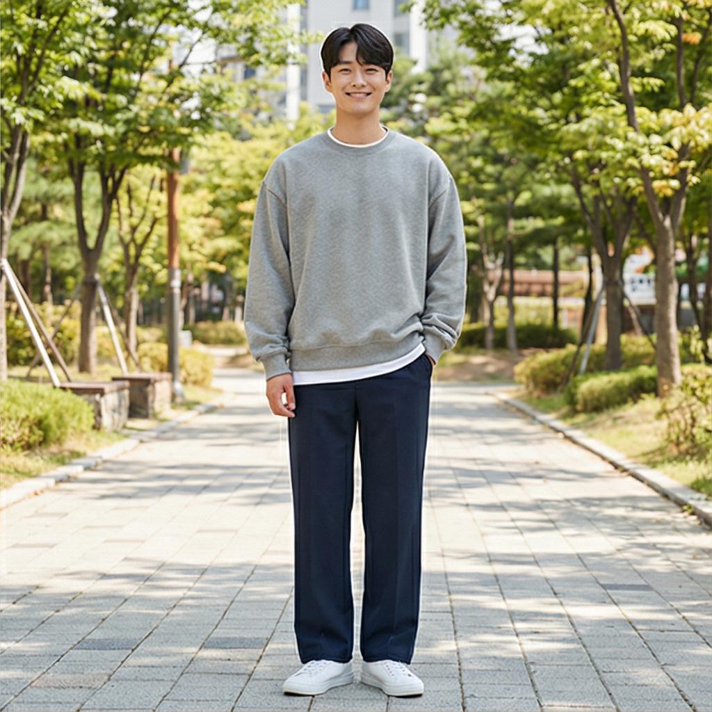 회색 맨투맨: 편안하고 활동적인 데일리 룩