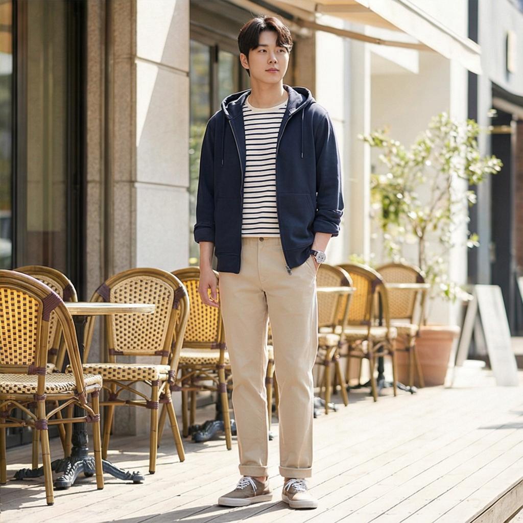 베이지 면바지: 부드러운 인상의 나들이 룩