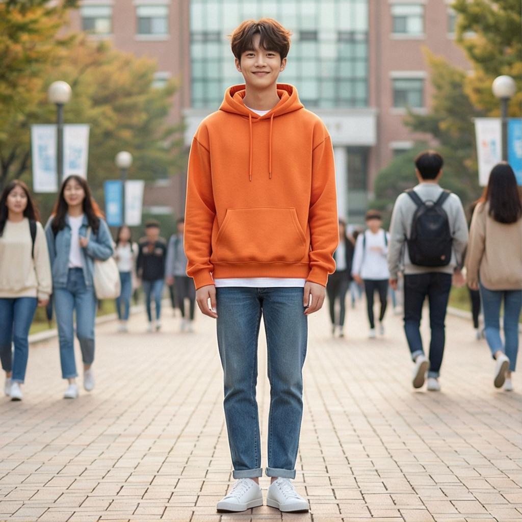 중청 데님 팬츠: 활기찬 캠퍼스 스타일