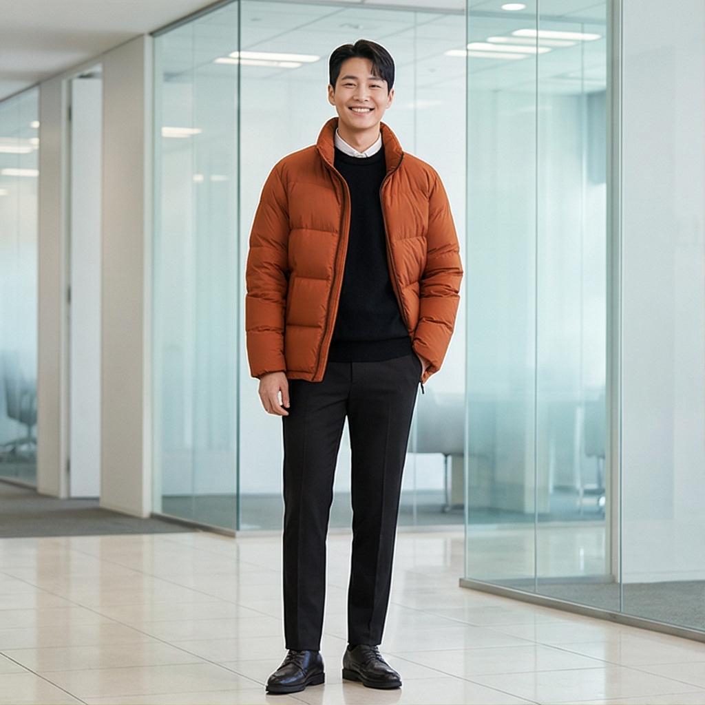 검정색 슬랙스와 니트: 단정한 비즈니스 캐주얼룩