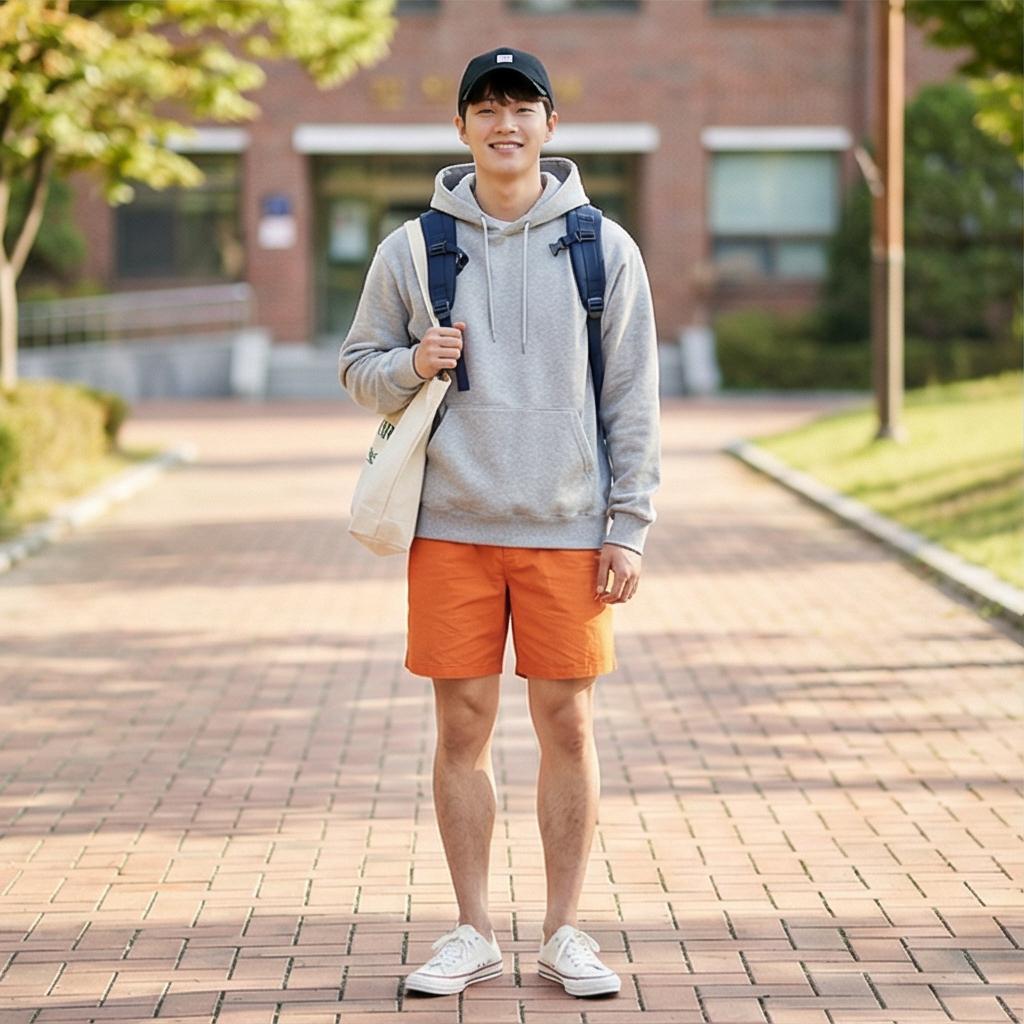 회색 맨투맨: 편안한 캠퍼스 룩