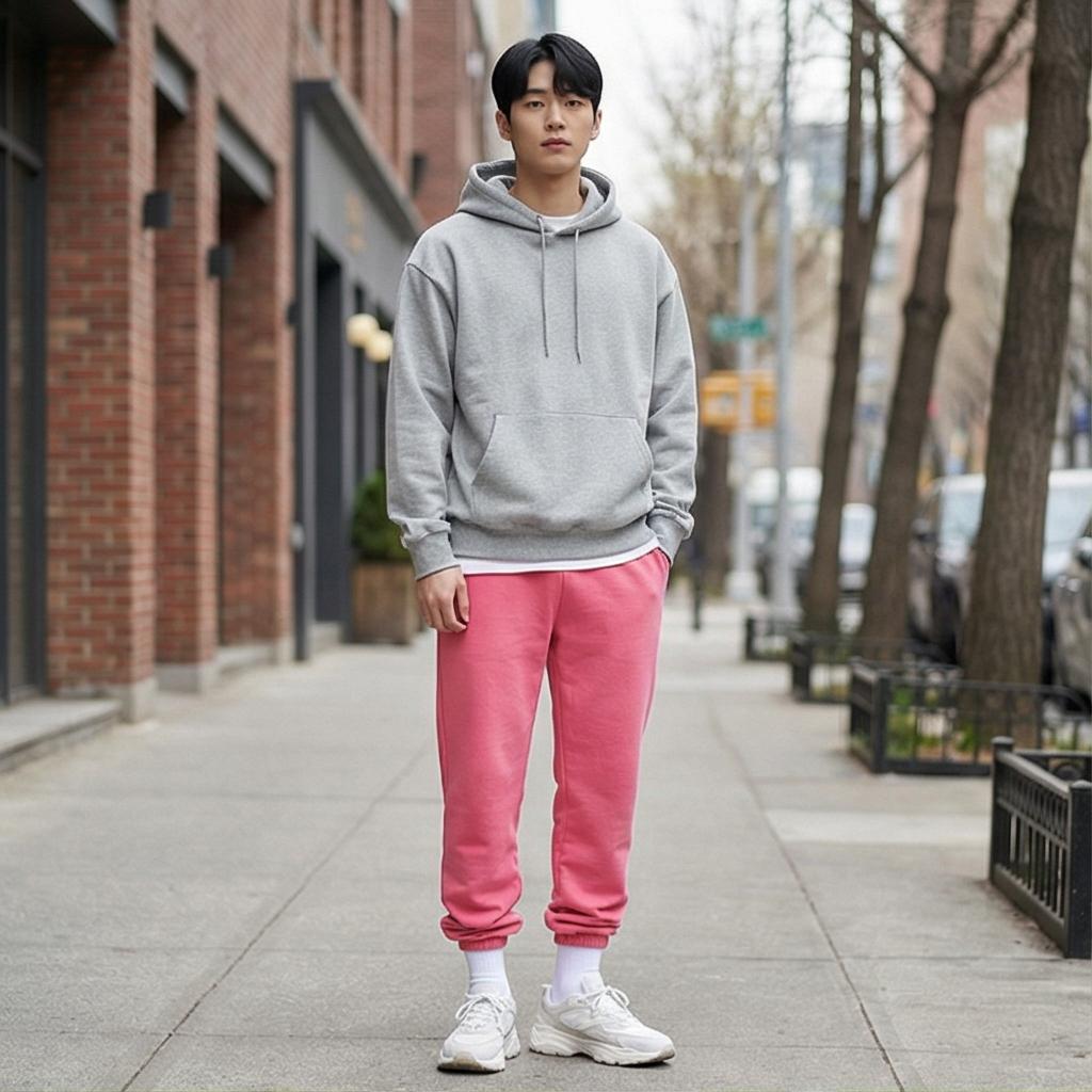 회색 후드티: 실패 없는 꾸안꾸 스타일