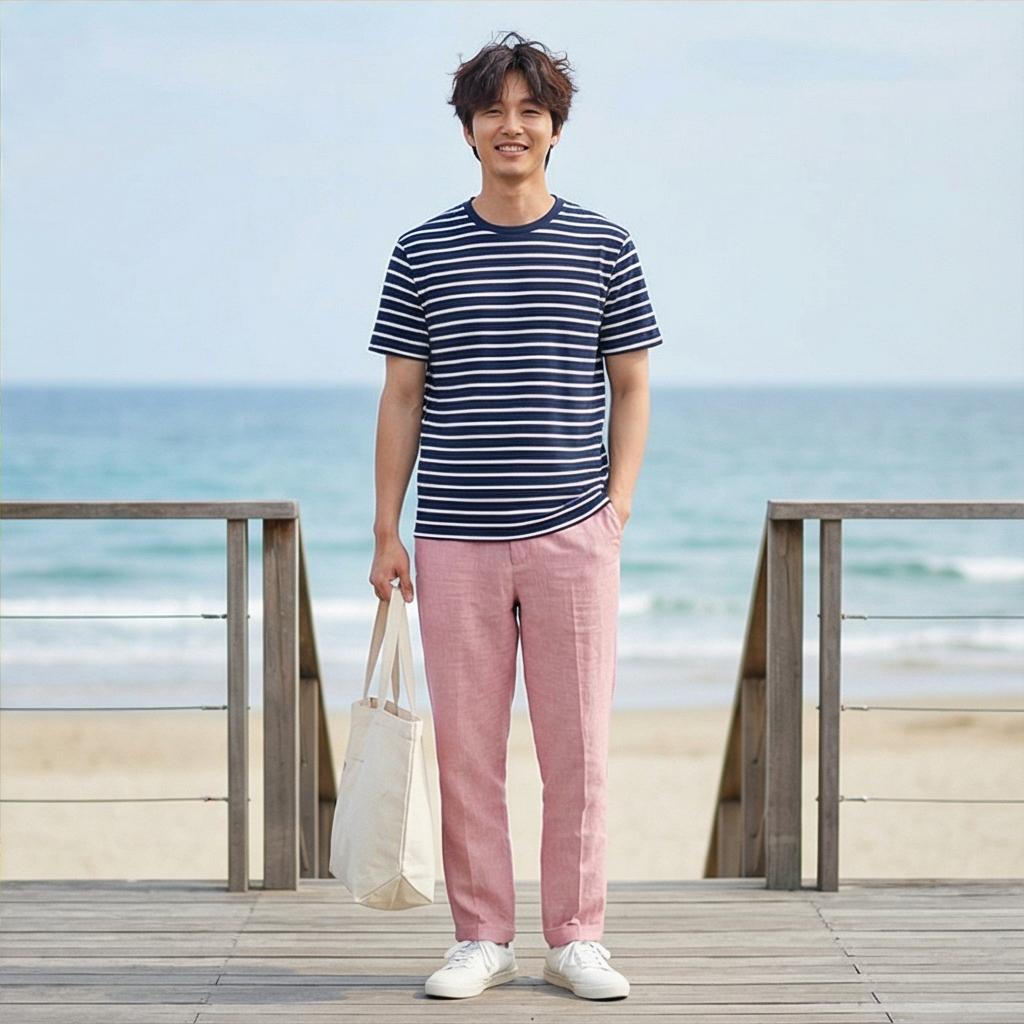 스트라이프 티셔츠: 산뜻한 바캉스 룩