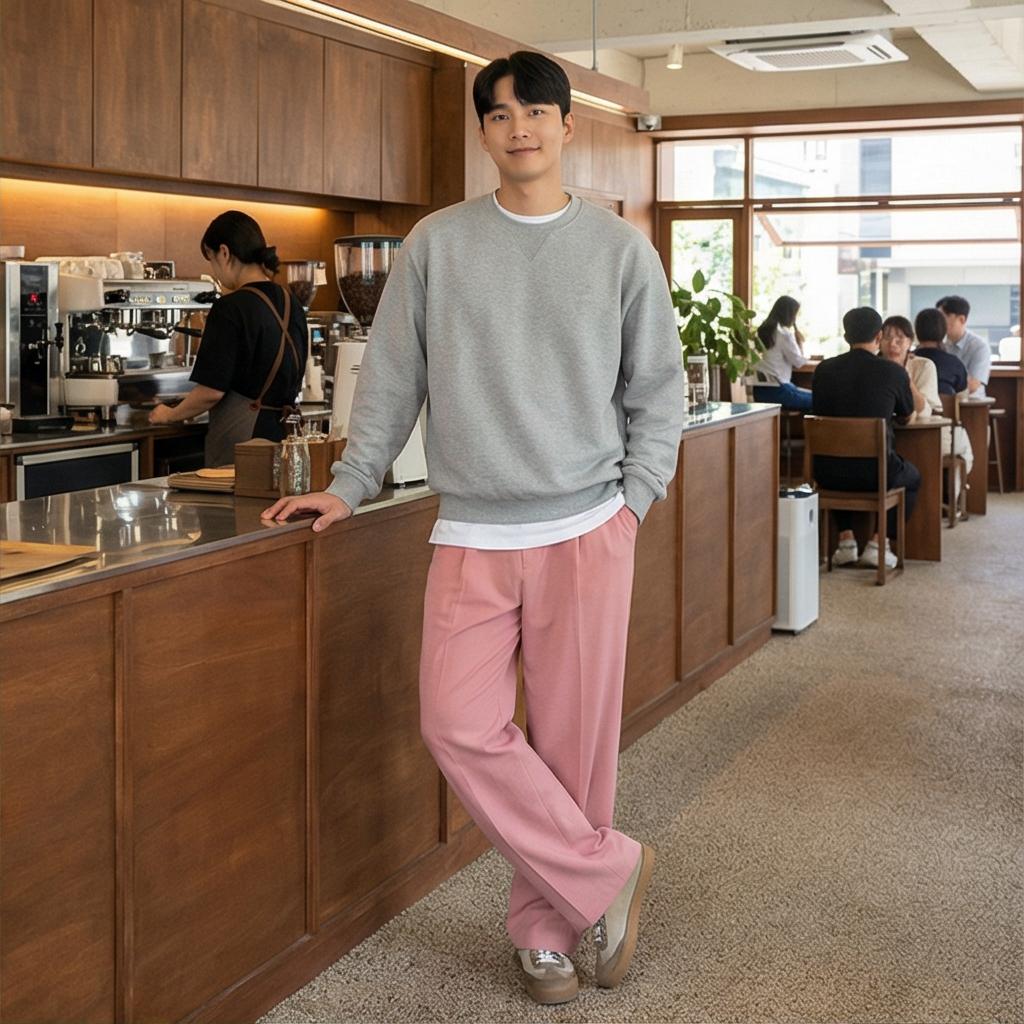 회색 맨투맨: 편안한 꾸안꾸 캠퍼스룩