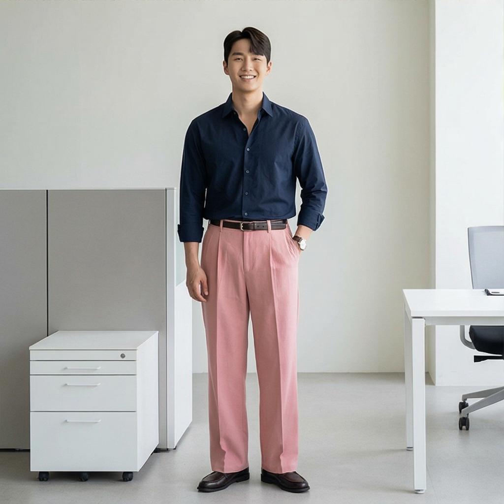 네이비 셔츠와 자켓: 단정함을 더한 비즈니스 캐주얼룩