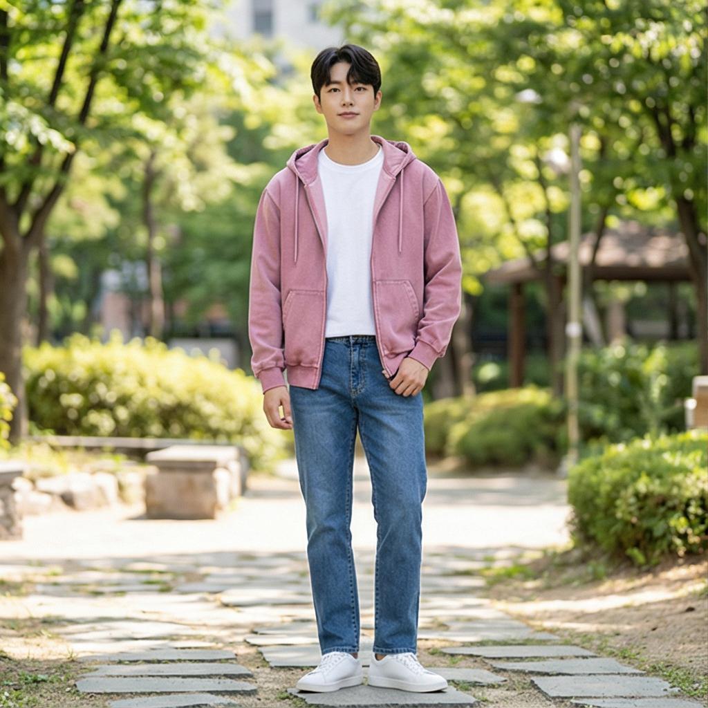 중청 데님 팬츠: 경쾌한 주말 나들이 룩