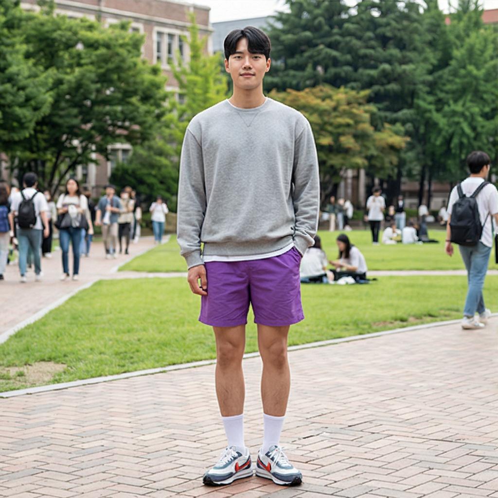 회색 후드티와 맨투맨: 편안한 캠퍼스룩