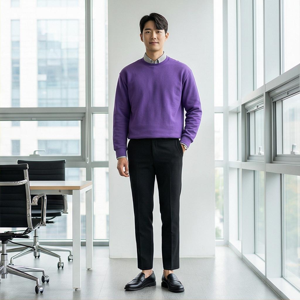 블랙 슬랙스: 단정한 비즈니스 캐주얼룩