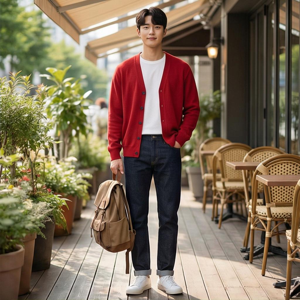 흰색 무지 티셔츠와 청바지: 편안한 근교 나들이 룩