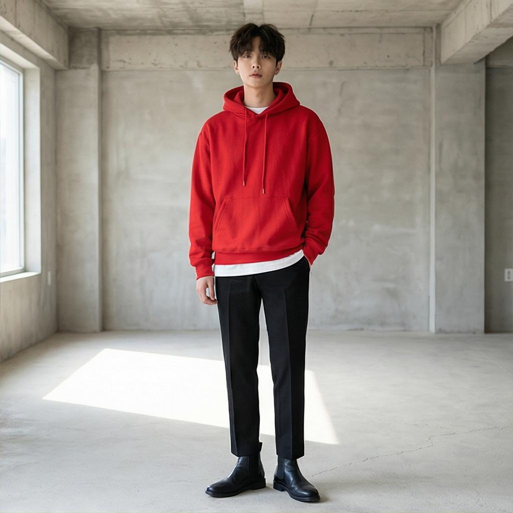 검정 슬랙스: 깔끔한 남친룩