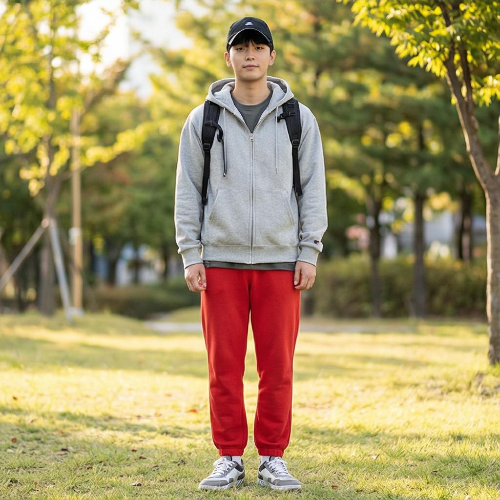 그레이 집업 후디: 활동적인 위켄드 룩