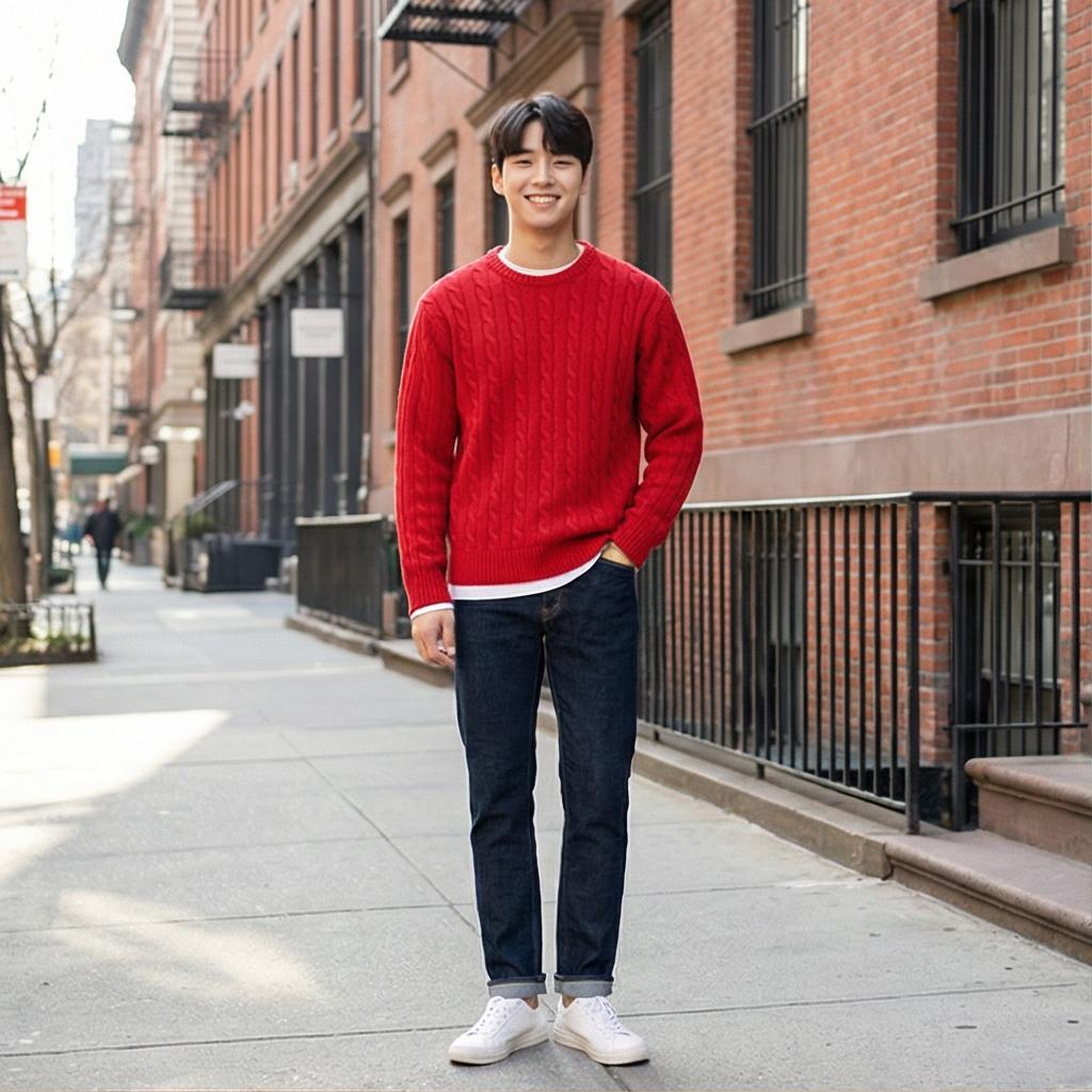 핵심 아이템: 진청 데님 팬츠 – 경쾌한 캐주얼 룩