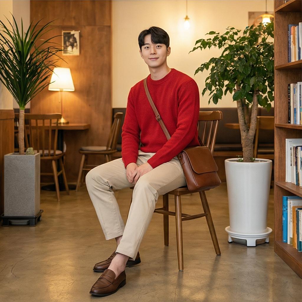 핵심 아이템: 베이지색 면바지 – 포근한 데이트 룩