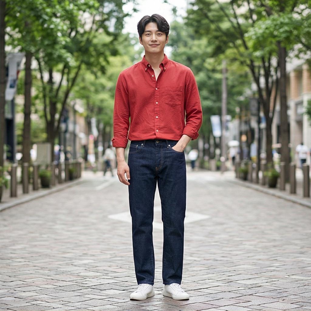 진청 데님 팬츠: 활동적인 주말 데이트 룩