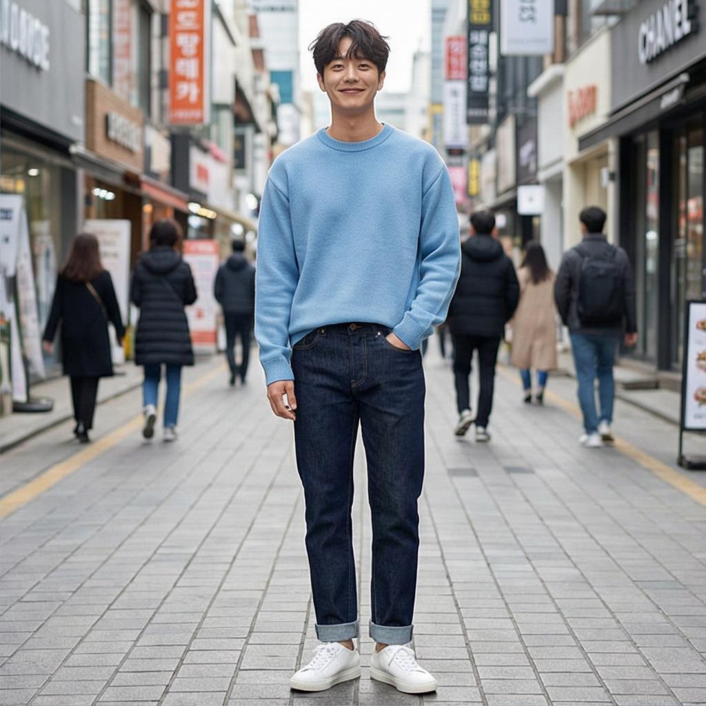 진청 데님 팬츠: 활동적이고 젊어 보이는 주말 나들이 룩