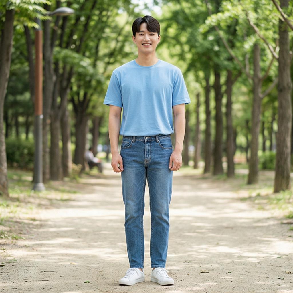 중청 데님 팬츠: 캐주얼한 데일리 룩