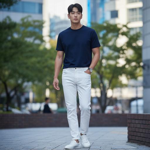 네이비 티셔츠: 시원한 캐주얼 주말룩