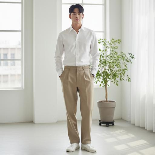 베이지 팬츠: 미니멀한 데일리룩