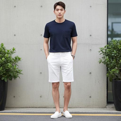 네이비 티셔츠: 깔끔한 데일리룩