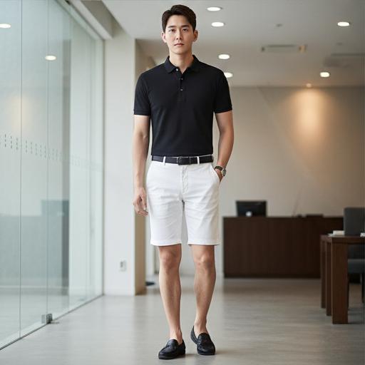 블랙 피케 셔츠: 단정한 비즈니스 캐주얼룩