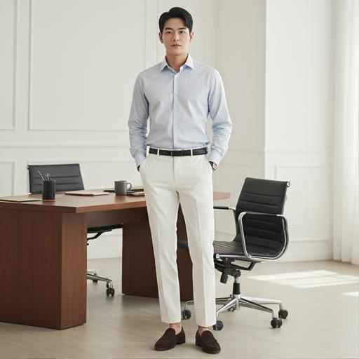 블루 셔츠: 오피스 룩