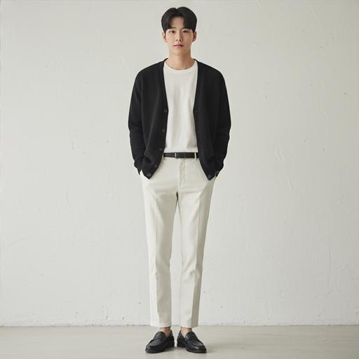 블랙 가디건: 미니멀하면서도 세련된 출근룩